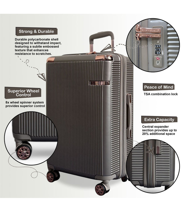 Cowra Large Hard Shell Suitcase in Champagne ( Beige )