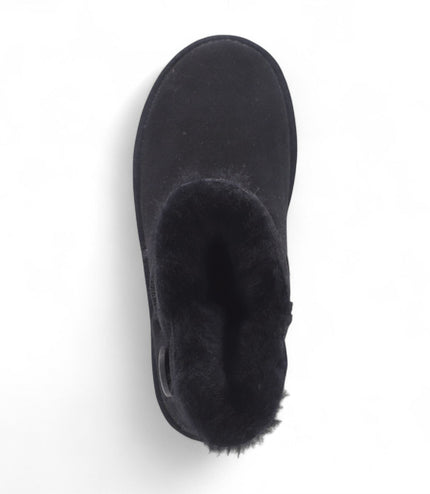 Women's Sheepskin Suede Black Ankle Bootie Warm Winter Boots - Alpine