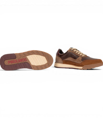 Pikolinos Men's Brown Leather Trainers Sneaker Lace-Up Shoes - Teide