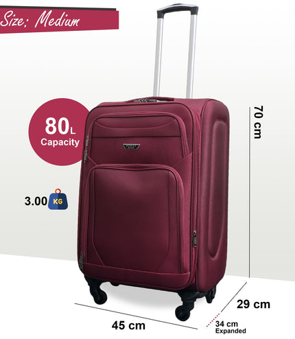 Nagoya Medium Soft Shell Suitcase in Wine