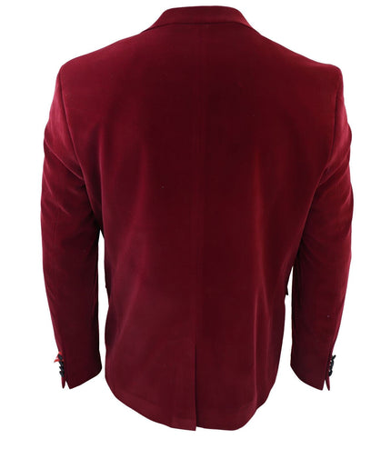 Mens Burgundy Velvet Dinner Tuxedo Suit Jacket Blazer