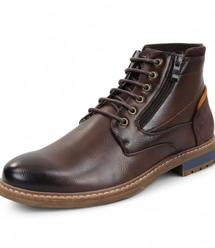 Men's Brown Biker Lace-Up Ankle Boots