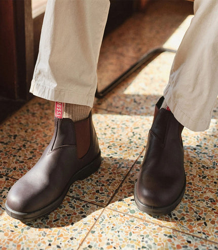 Rossi 404 Claret Brown Leather Outdoor Chelsea Boots - Spinifex