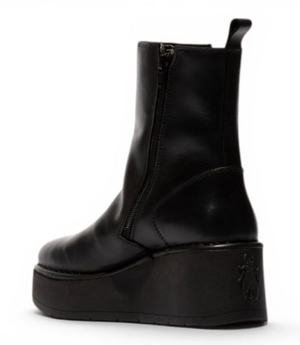 Fly London Women’s Black Leather Wedge Heel Platform Ankle Boots - HEIJ272