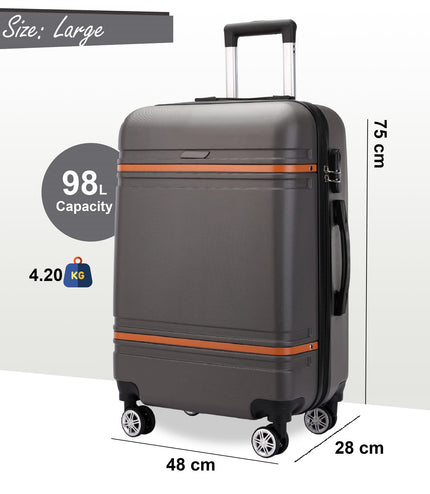 Calgary Large Hard Shell Suitcase in Charcoal Black