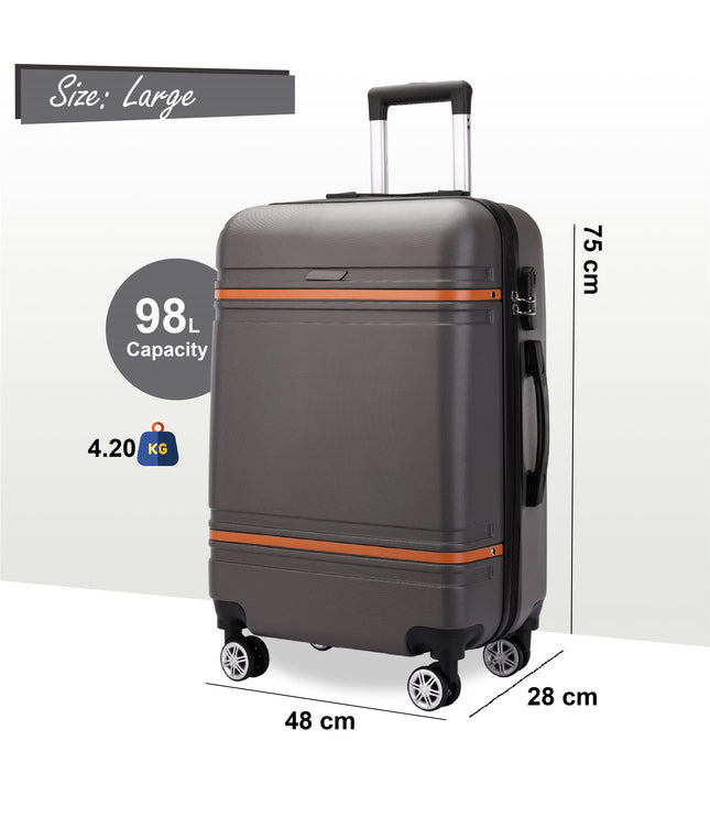 Calgary Large Hard Shell Suitcase in Charcoal Black