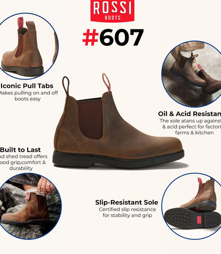 Rossi 607 Booma Rustic Brown Leather Chelsea Boot