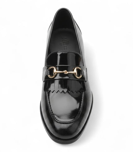 Mens Black Patent Faux Leather Formal Loafers Shoes