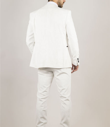 Men's White 3 Piece Velvet Wedding Tuxedo Formal Suit