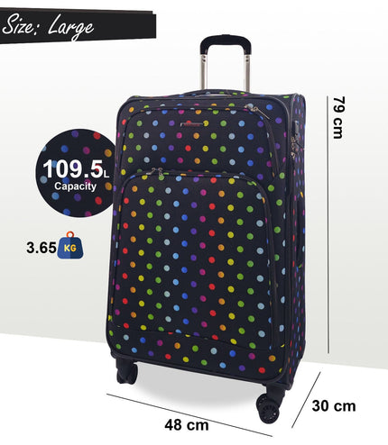 Ashbourne Large Soft Shell Suitcase in Dots