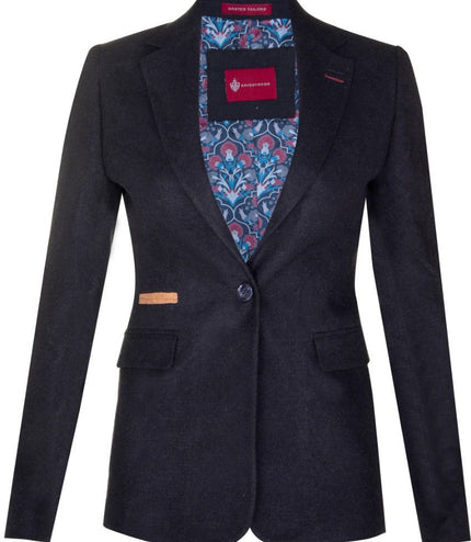 Womens 1920s Navy Blue Wool Classic Retro Vintage Blazer
