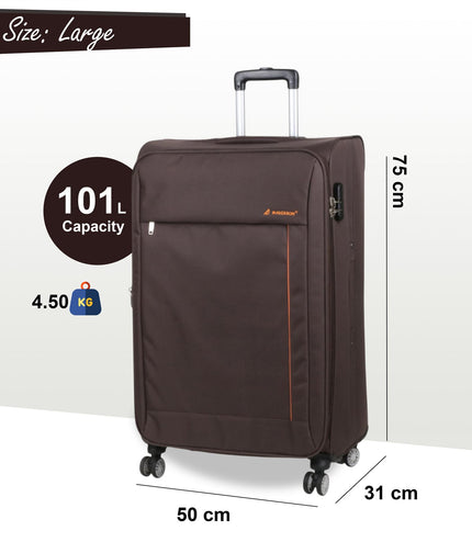 Carrollton Large Soft Shell Suitcase in Brown
