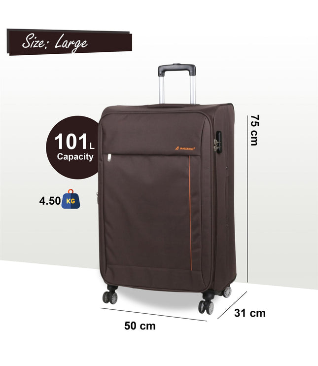 Carrollton Large Soft Shell Suitcase in Brown
