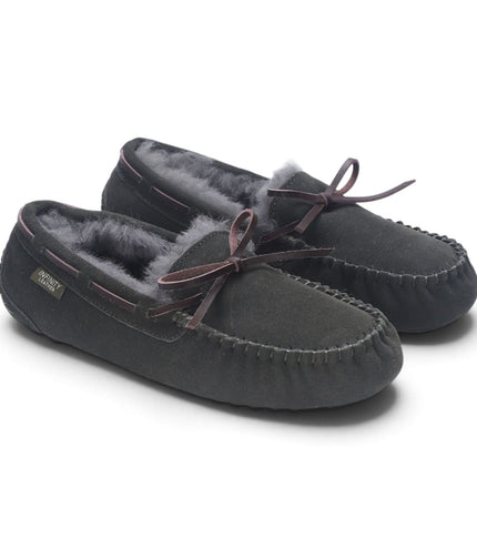 Women's Olive Green Genuine Sheepskin Moccasin Winter Slippers - Aspen