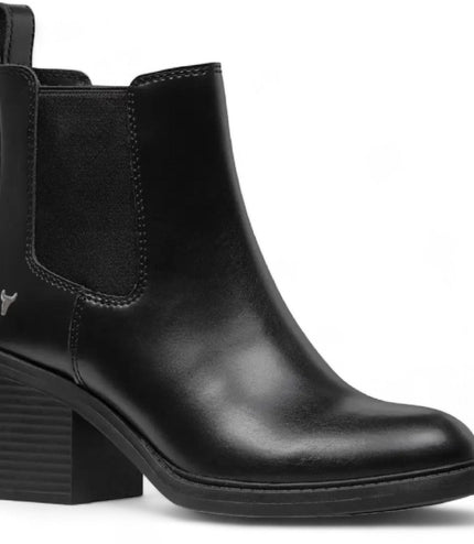 Windsorsmith Womens Black Classic Leather Platform Ankle Chelsea Boots - Varsity