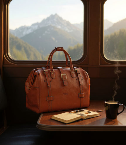 Genuine Leather Tan Duffle Holdall Vintage Travel Gym Bag - Windsor