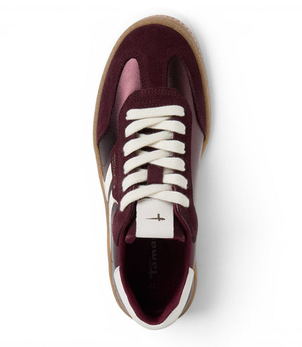 Tamaris Women's Burgundy Red Leather Trainers Sneaker Shoes - 23723-44