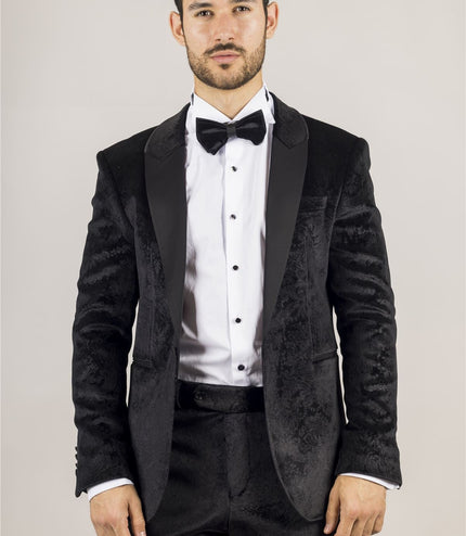 Men's Black 3 Piece Velvet Wedding Tuxedo Formal Suit