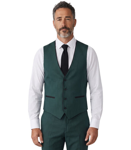 Men's Green Formal 3 Piece Tailored Fit Plain Suit - IM4