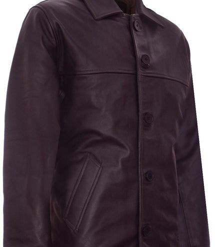 Mens Cowhide Leather Box Jacket-Mendoza - Brown