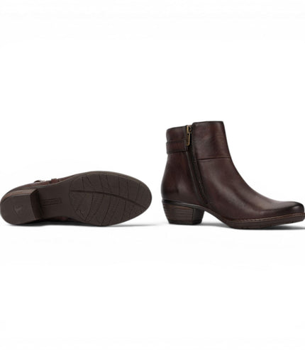 Pikolinos Women's Caoba Red Leather Heel Ankle Boots - Utiel