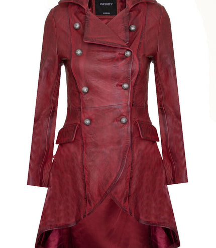 Womens Gothic Victorian Coat-Accra - Burgundy