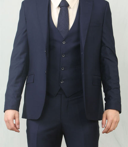 Men's Navy 3 Piece Formal Classic Prom Suit Workwear