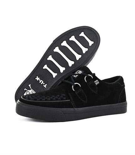 TUK Pointed Creeper Sneaker Black Suede Platform Shoes - A9178