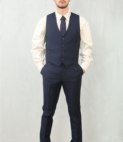 Men's Navy 3 Piece Formal Classic Prom Suit Workwear