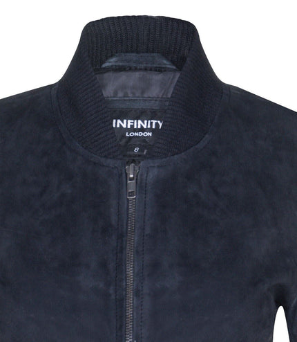 Womens MA-1 Suede Bomber Jacket-Arnhem - Navy