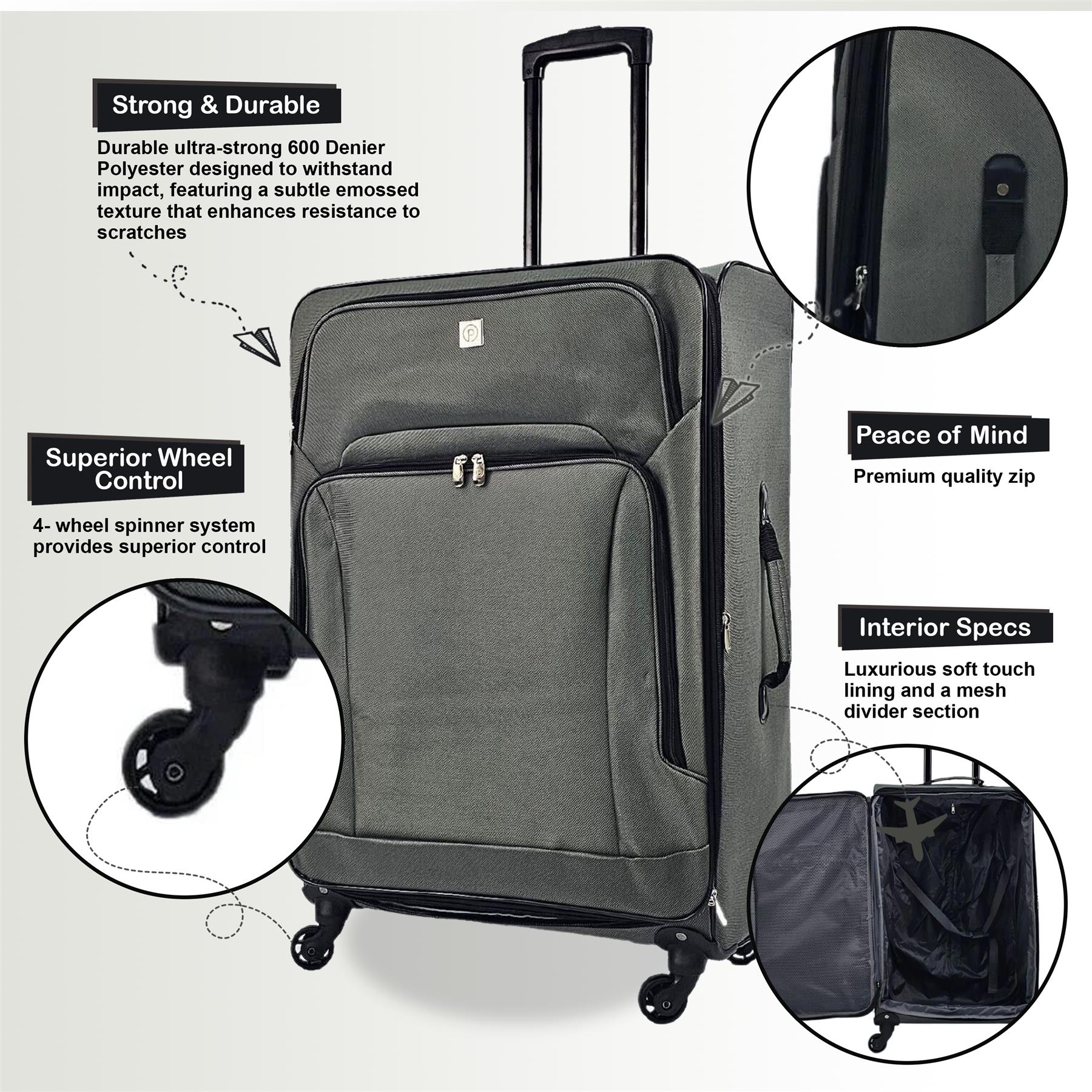 Corsham Set of Soft Shell Suitcase in Grey – UK Luggage