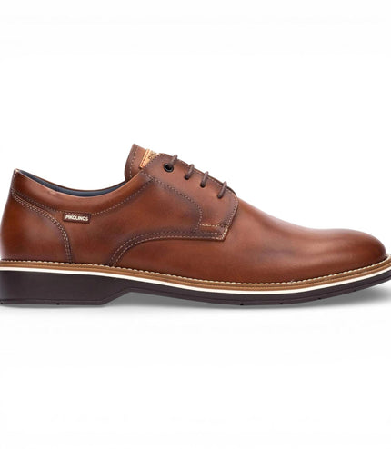 Pikolinos Men's Brown Leather Lace-Up Derby Comfort Shoes - Claret