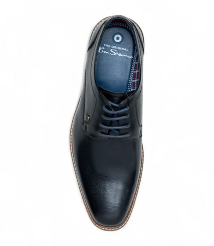 Ben Sherman Men's Black Leather Oxford Brogue Formal Derby Shoes - Pethick