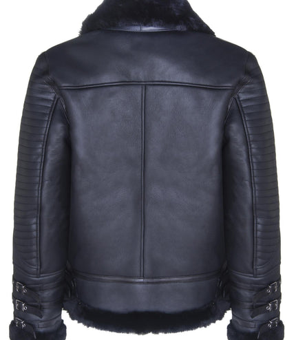 Mens Retro Sheepskin Bomber Jacket-Asheville