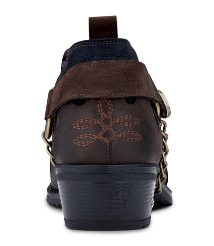 Men's Navy/Brown Leather Metal Chain Winklepicker Cowboy Boots
