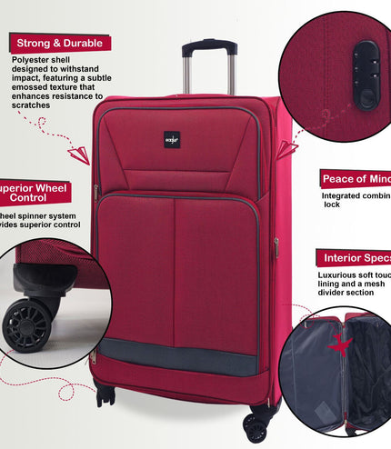 Andover Medium Soft Shell Suitcase in Burgundy