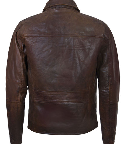 Men's Harrington Cow Hide Leather  Leather Jacket-Lima - Brown