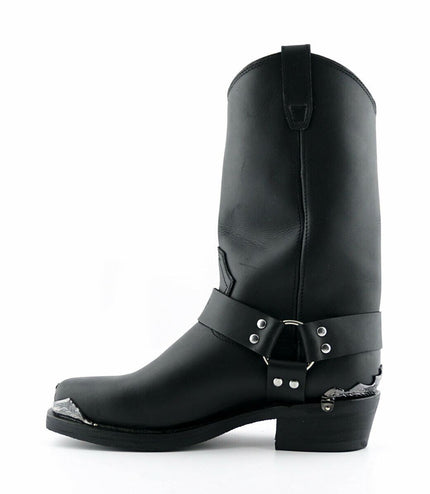 Grinders Mens Black Cowboy Biker Boots - Eagle Hi