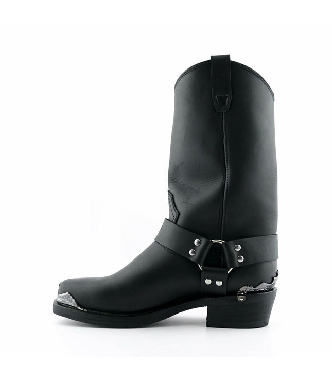 Grinders Mens Black Cowboy Biker Boots - Eagle Hi