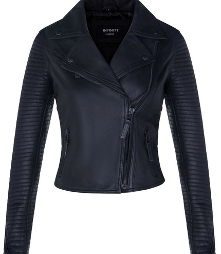 Womens Leather Matt Vintage Brando Biker Jacket-Taipei