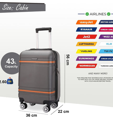 Calgary Cabin Hard Shell Suitcase in Charcoal Black