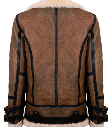 Mens Brown Vintage Pilot B3 Sheepskin Jacket- KNOXVILLE