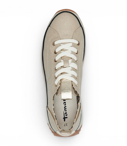 Tamaris Women's Platform Trainers Beige Lace-Up Sneaker Shoes