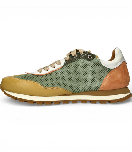 Lorenzo Conti Men's Aglae 02 Green Beige Leather Trainers Sneaker Shoes