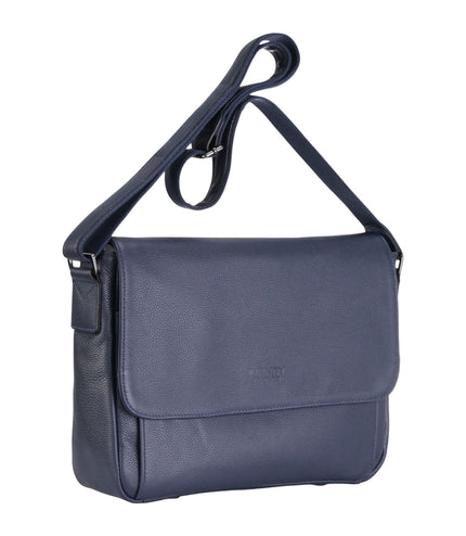 Genuine Leather Navy Laptop Bag Travel Work Messenger Satchel - Camden