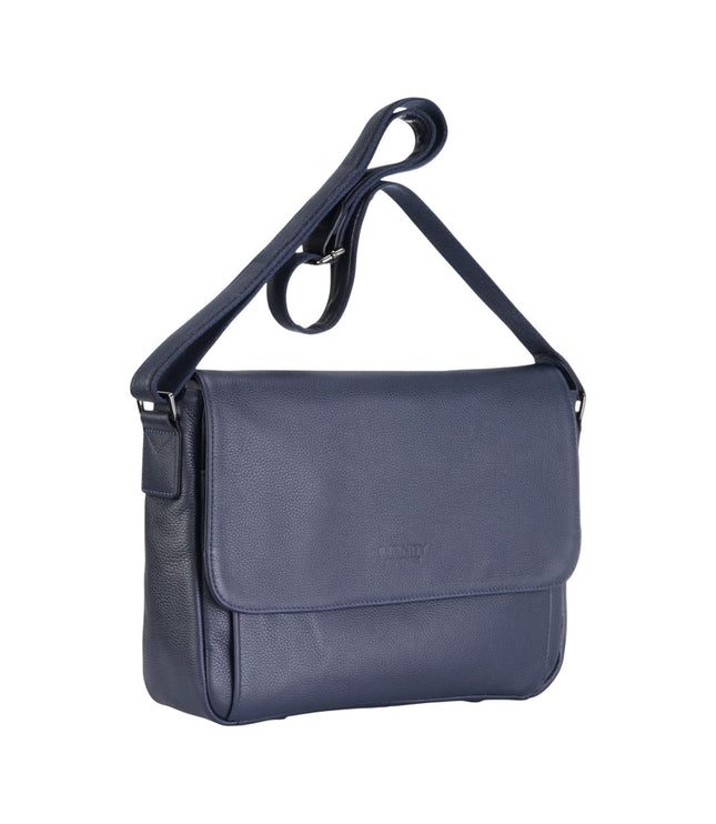 Genuine Leather Navy Laptop Bag Travel Work Messenger Satchel - Camden