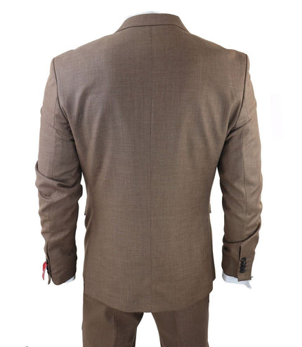 Men's Classic 3-Piece Plain Brown Suit