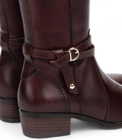 Pikolinos Women's Knee High Tall Caoba Brown Leather Boots - Daroca