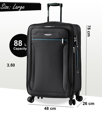 Cinderford Large Soft Shell Suitcase in Black