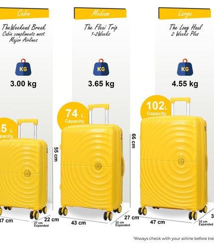 Balranald Set of 3 Hard Shell Suitcase in Yellow